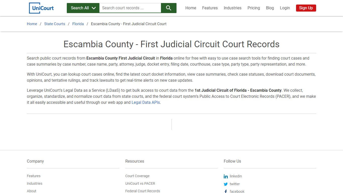 Escambia County - First Judicial Circuit Court Records